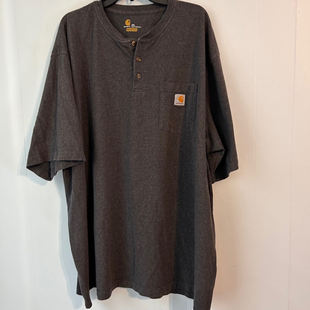 Carhartt Mens 4XL Original Fit Henley Pocket T-Shirt Charcoal Heather Gray Short